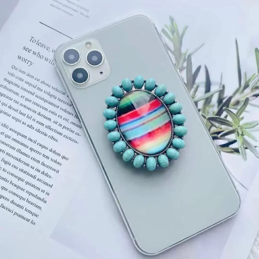 Western Serape Turquoise Phone Grip Womens On The Go Boho Grip Accessory New